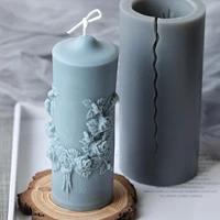 rose flower scented candle mould cylindrical silicone mold diy bride wax model resin epoxy molds handmade aromatherapy