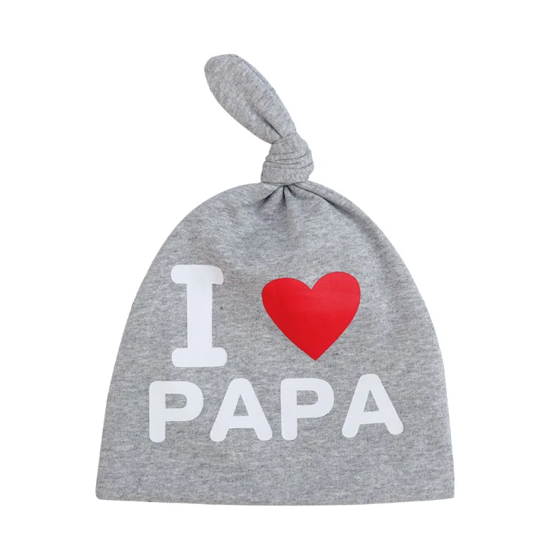Осенне-зимняя Брендовая детская шапка I Love Papa для девочек и мальчиков хлопковая