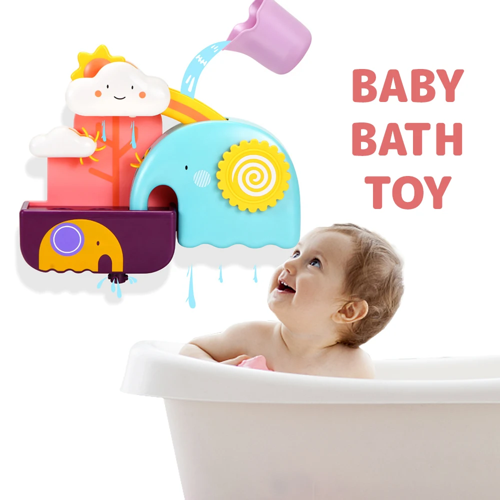 

Baby Bath Toys Cute Elephant Toy Strong Suction Cups Bath Game Bag Bathroom Organizer Water Toys for Kids
