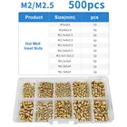 M2 M2.5 M3 M4 M5 M6 латунные термоплавкие встраиваемые гайки в ассортименте Резьбовая вставка встраиваемые гайки набор