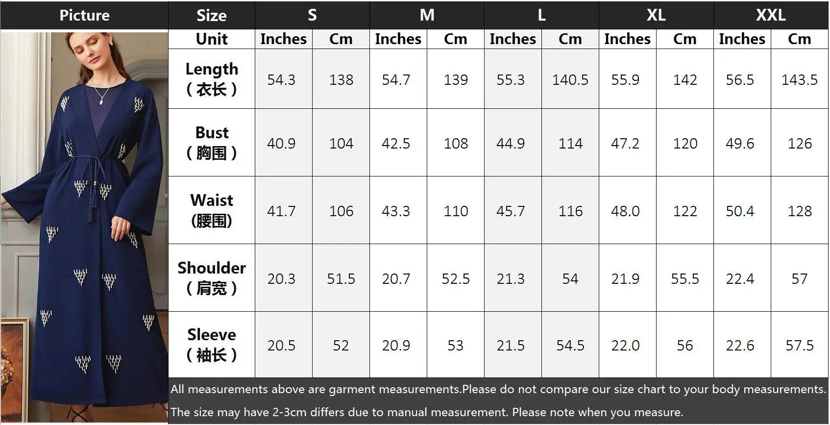 

Donsignet Muslim Fashion Muslim Dress Hand-sewn Pearl Navy Blue Muslim Arabian Robes Cardigan Open Kimono Abaya Turkey Dubai