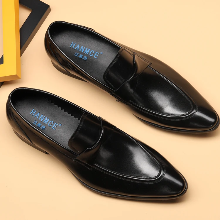 

Mens Formal Shoe Genuine Leather Black Wine Red Color Oxford Shoes For Men Pointed Wedding Shoes Slipon Leather Dress Shoes 2021