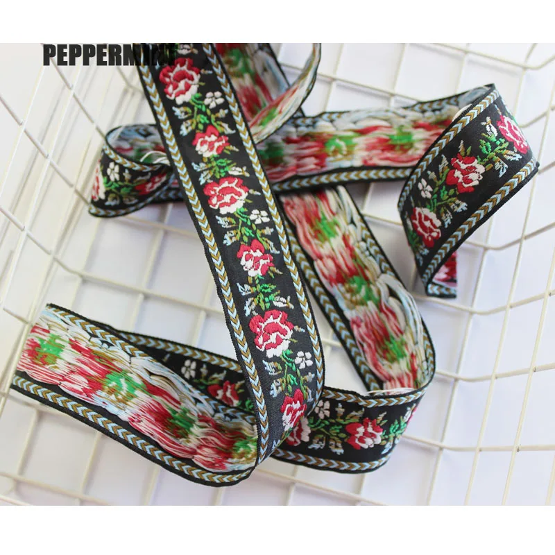 1 ярд вышивка розы лента цветок кружево винтажная тесьма отделка одежды сделай