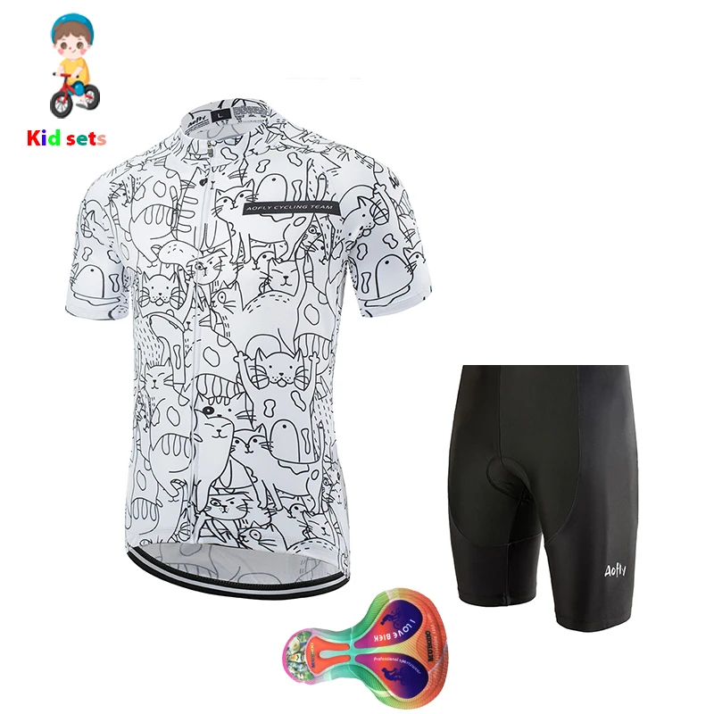 Aofly/белый милый детский короткий комплект из Джерси для велоспорта с героями