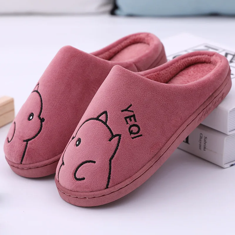 

Home Slippers Men's Winter Women's Shoes New Autumn and Winter Cotton Slippers Female Lovers Cartoon Cute Home Non-slip Warm