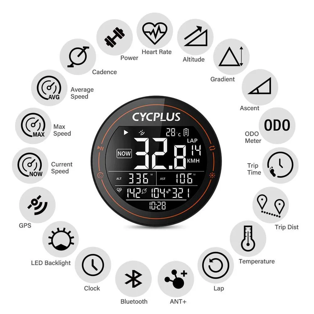 

Велосипедный Беспроводной GPS-компьютер CYCPLUS M2 Спидометр Одометр секундомер прочный секундомер велосипедные аксессуары Запчасти