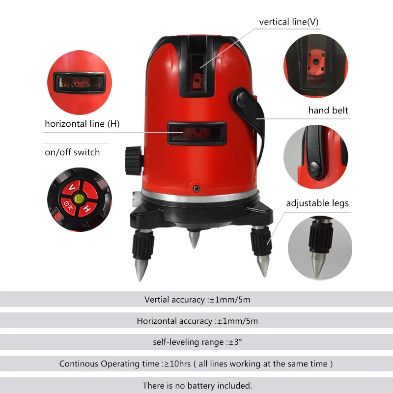 Лазерный уровень с автоматическим самовыравниванием 5 линий 6 точек поворот на 360