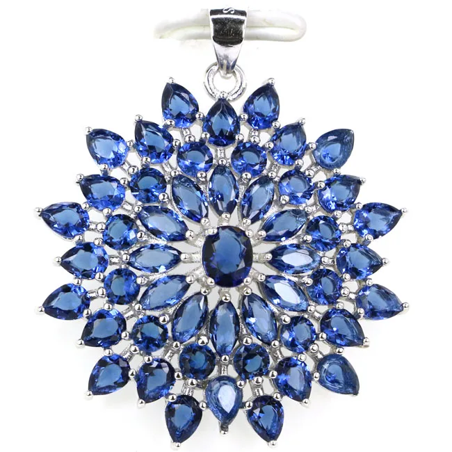 tanzanite 37x32 мм 4,9 г Большой Танзанит розовый кунцит Свадебный женский настоящий серебро 925 пробы кулон - Цвет камня: tanzanite