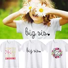 Новинка 2020 года; Летняя детская футболка; Модная детская футболка с принтом; Милая футболка с короткими рукавами для маленьких девочек с надписью Big Sister; Детская одежда