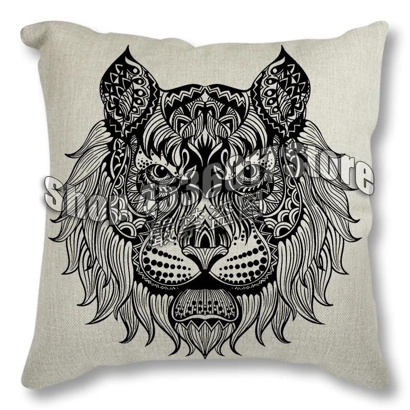 Наволочка черная линия анимальный узор хлопок лен Подушка для автомобиля на