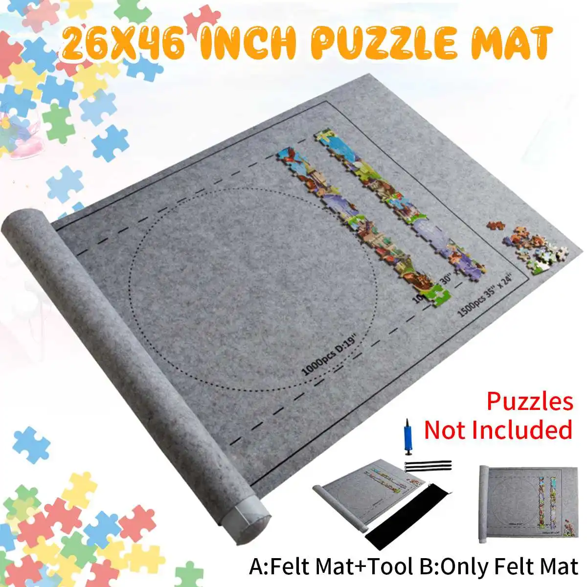 

Puzzles Mat Jigsaw Roll Felt Mat Play Mat Large For Up To 1500 Pieces Puzzle Accessories Portable Travel Crawling Mat Baby Toys