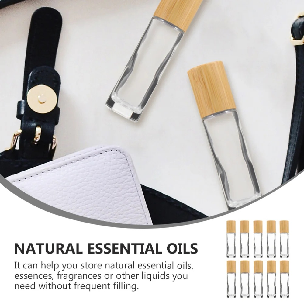 

10pcs 10ML Glass Subpackage Containers Transparent Roll-on Sub Bottles