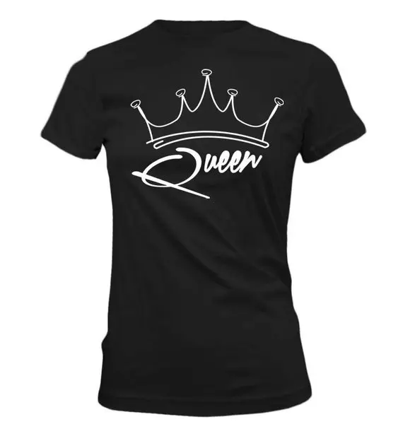 

Hot KING QUEEN Lover T-shirt Summer Couple Tees Black Fashion Tops Short Sleeve Couple T Shirt