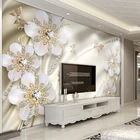 Пользовательские 3D Самоклеящиеся обои, роскошные золотые украшения, бриллиантовый цветок, большой европейский стиль, декор для гостиной, фона телевизора