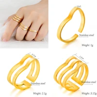 trend unisex hollow heart luxury adjuestable size stainless steel rings set charm party fashion jewelry gifts