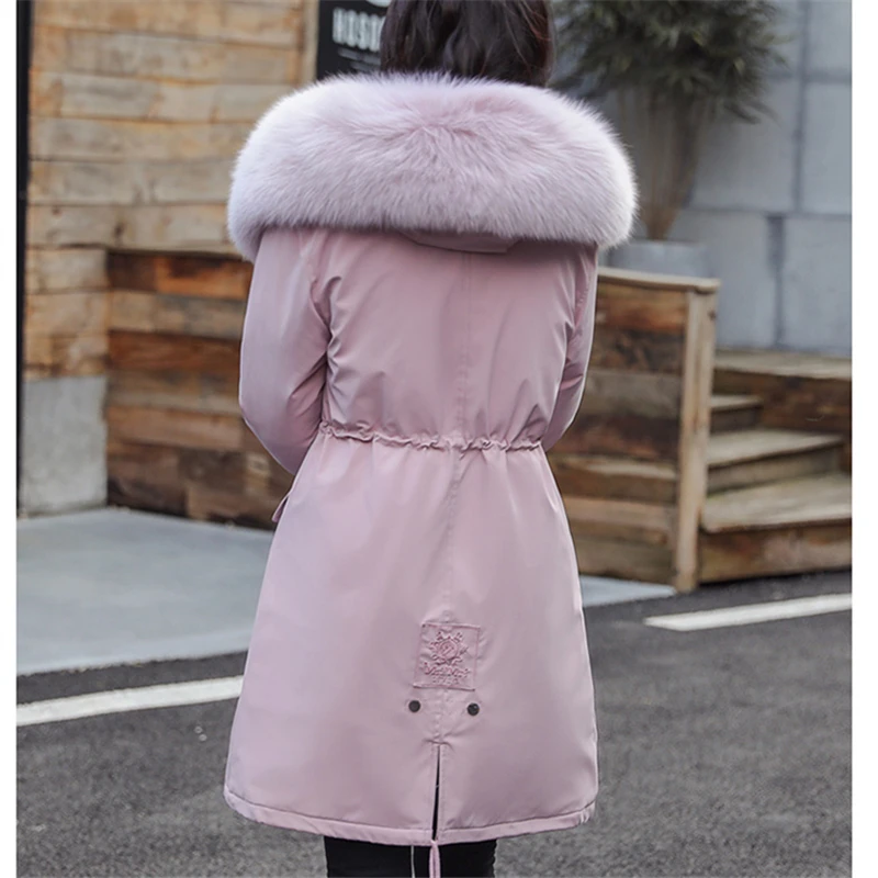 Новинка 2019 года куртка для женщин длинный участок большой мех меховой воротник