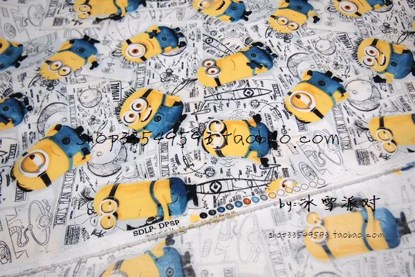 100*140 см желтый мультфильм хлопчатобумажная ткань для шитья DIY ручной работы