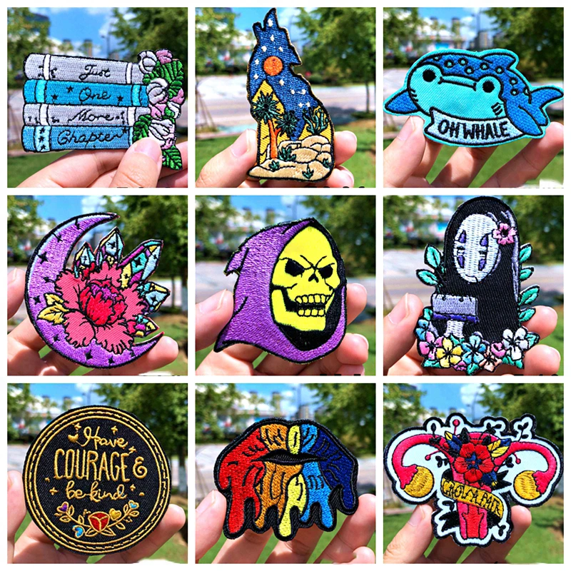 Мультяшные аниме нашивки Prajna вышитые с черепом для одежды сделай сам в полоску