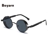 boyarn fashion vintage round sunglasses women sun glasses for women alloy mirror candy color steampunk sunglasses uv400 2022