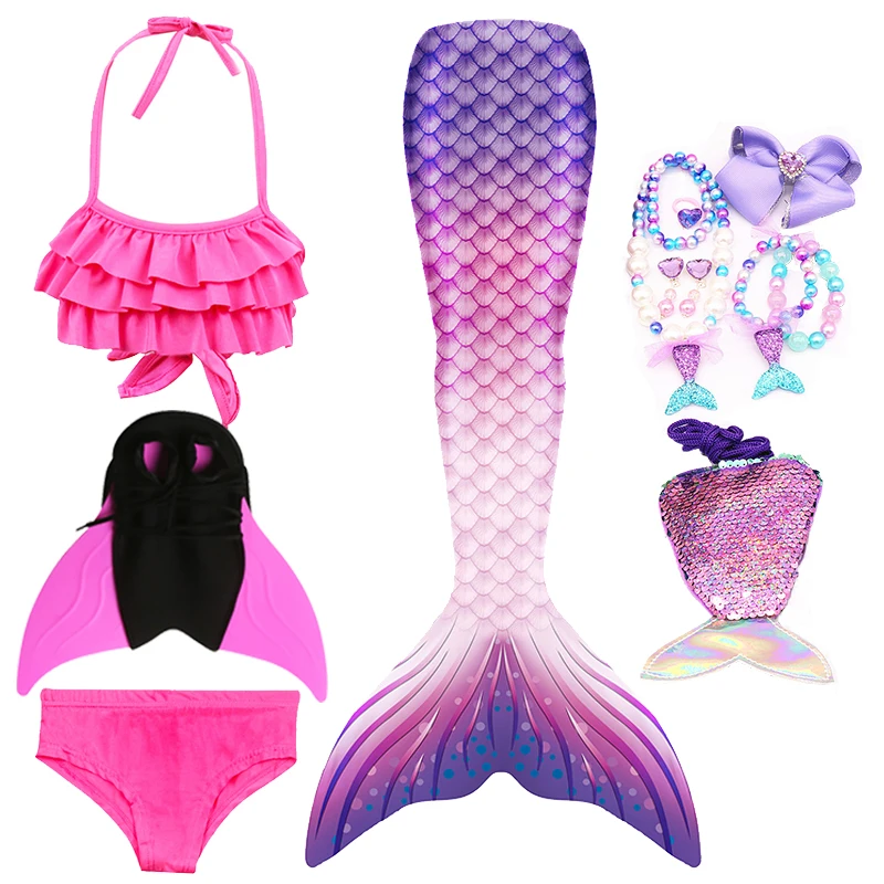 Детский купальный костюм хвост русалки для принцессы купальник бикини девочек