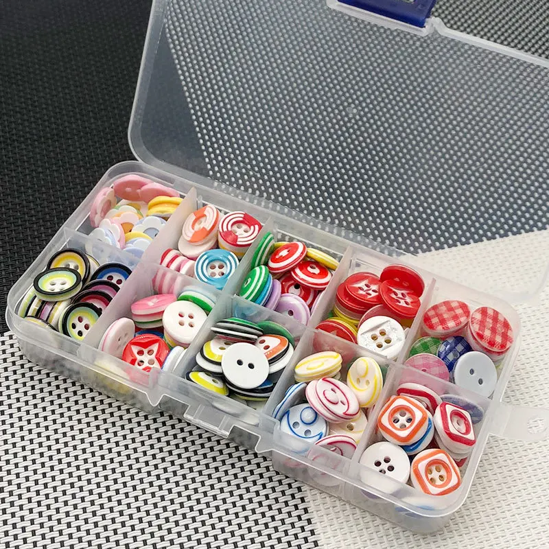 100 pcs 12.5MM Multi-layer Color Resin Button Boxed Various Buttons Children's DIY Clothes Jewelry Accessories High Quality