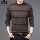 Мужской теплый шерстяной свитер MIACAWOR, пуловер в стиле пэчворк, вязаный джемпер, свитер с круглым вырезом, Мужская одежда для зимы, Y286