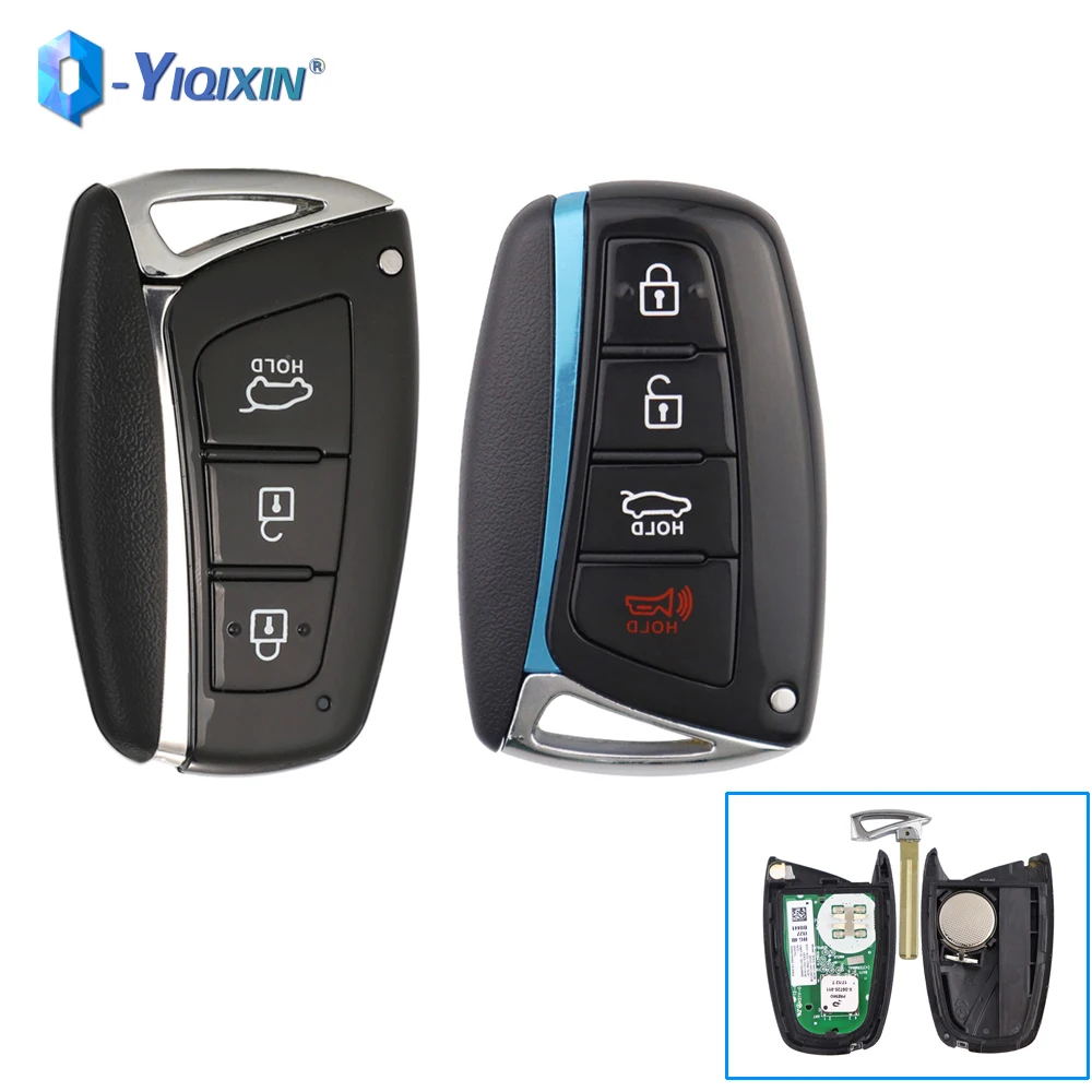 YIQIXIN 3/4 Buttons Remote Car Key 433MHz ID46 8A Chip For Hyundai IX45 Genesis Santa Fe 2012-2018 Equus Azera Tucson Keyless Go