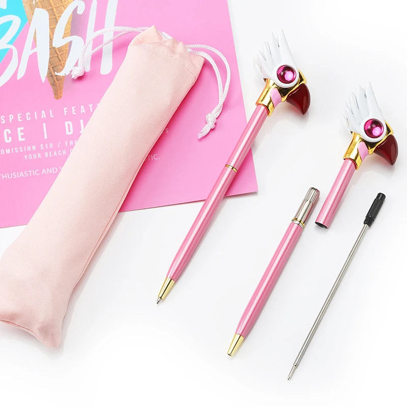 

Anime Cardcaptor KINOMOTO SAKURA Cosplay 0.5mm Metal Magic Stick Ballpoint Ball Pen Props Ballpen School Stationery
