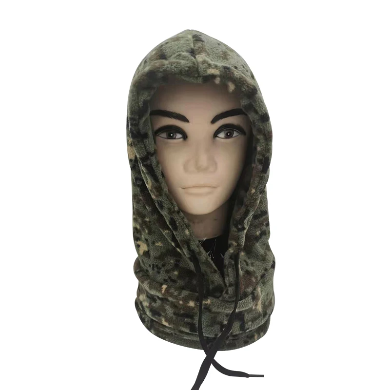 Камуфляжная флисовая зимняя шапка капюшон лыжная велосипедная Ветрозащитная