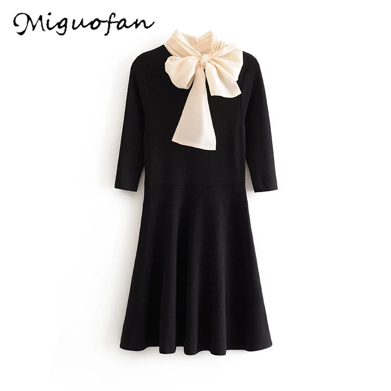 Женское платье элегантное консервативный стиль рукав три четверти воротник с