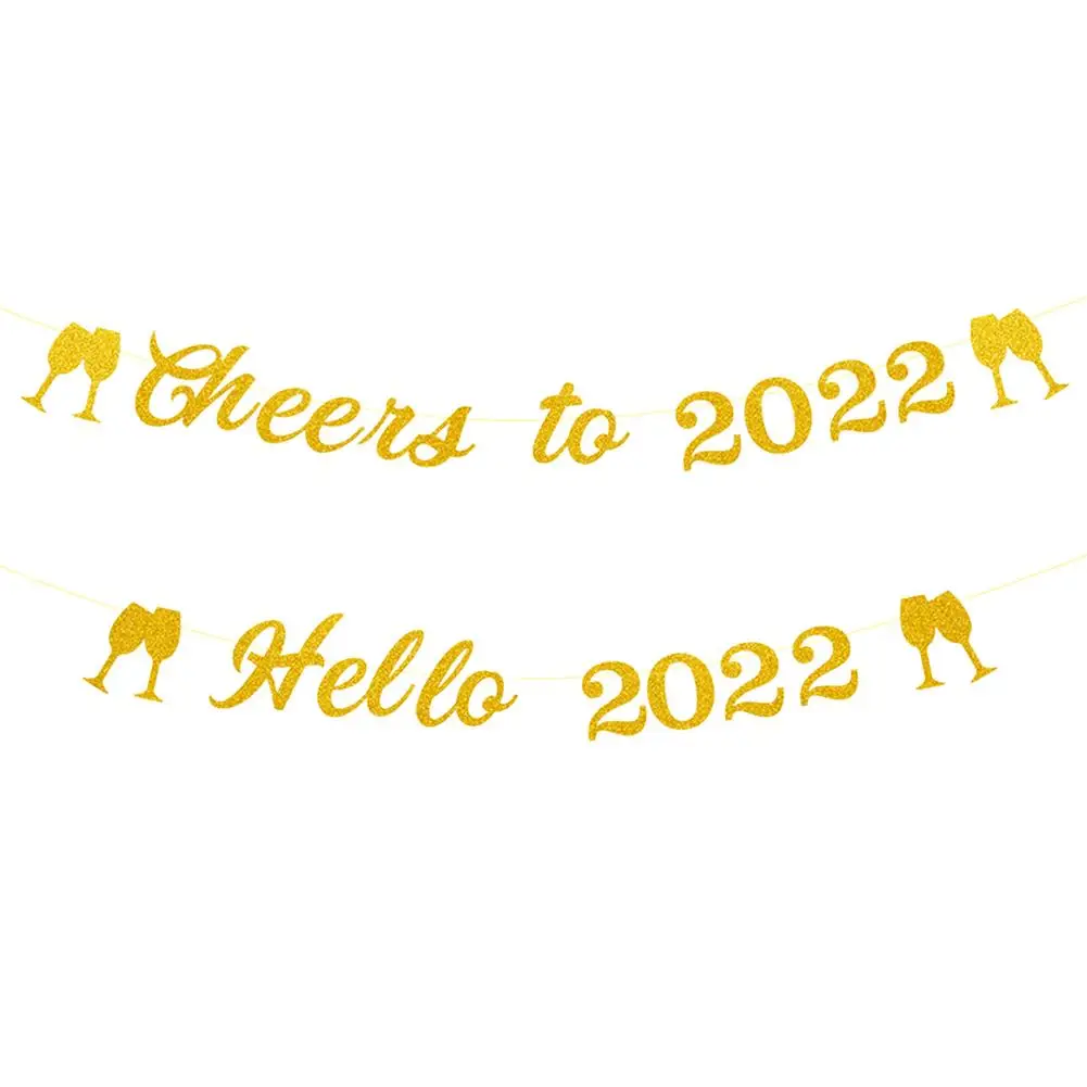 

Happy New Year Banner - Christmas Banner - Happy New Year Banner 2022 New Year Party Decorations Glitter Gold New Year Paper Bun