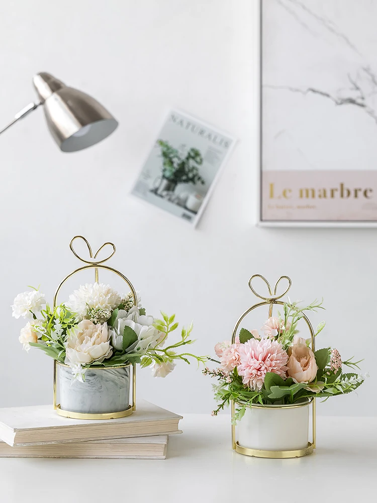 

Room Decor Nordic Hydrangea Artificial Flower Potted Plants Bouquet Decoration Office Desktop Flower Art Ornaments Holiday Gifts