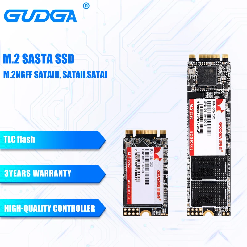 Внутренний твердотельный накопитель GUDGA SSD M2 Sata 2280 2242 64 Гб M.2 SATA3 ssd диск для