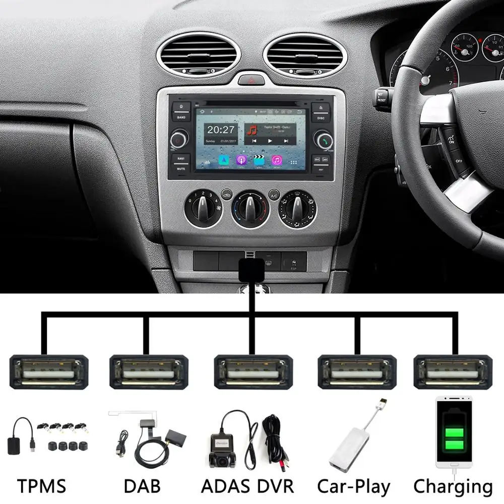 4G RAM Android 9 0 USB 5 автомобильный dvd плеер для Ford Galaxy Fusion Transit Fiesta C MAX S Kuga Mondeo Focus Connect Car