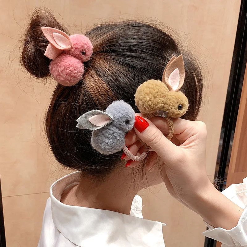 

Lovely Rabbit Hair Clips for Baby Girls Elastic Hair Bands Children Hair Rope Cute Animals Hair Tie Hairpin Side Clips Hairdress