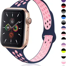 Slim strap For Apple Watch band 40mm 44mm 38mm 42mm 40 mm correa Breathable silicone watchband bracelet iWatch 3 4 5 6 se Band