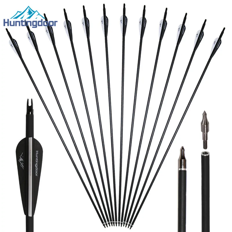 

6pcs/12pcs Archery Carbon Arrow 31" 6.2mm Spine 500 Hunting Arrows for Recurve&Compound Bow Shooting Accessories