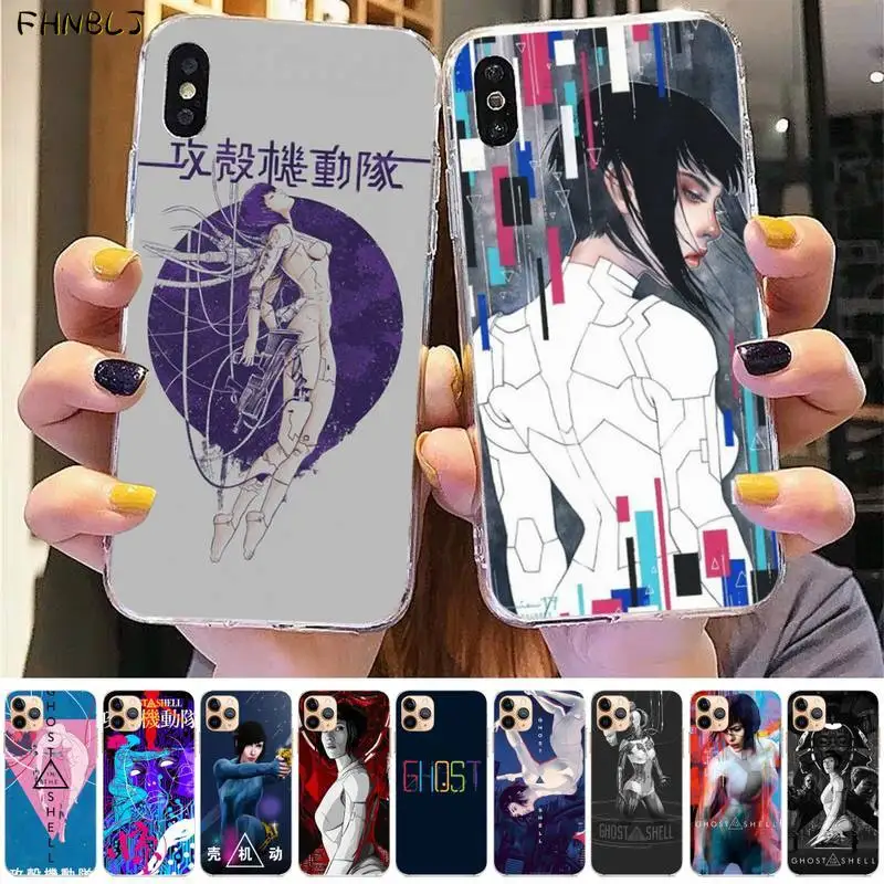 

Ghost in the Shell Black TPU Soft Phone Case Cover for iphone 13 8 7 6 6S Plus X 5S SE 2020 XR 11 pro XS MAX