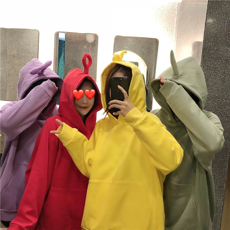 Свитшот женский однотонный милый дизайнерский Teletubby худи Свободный пуловер