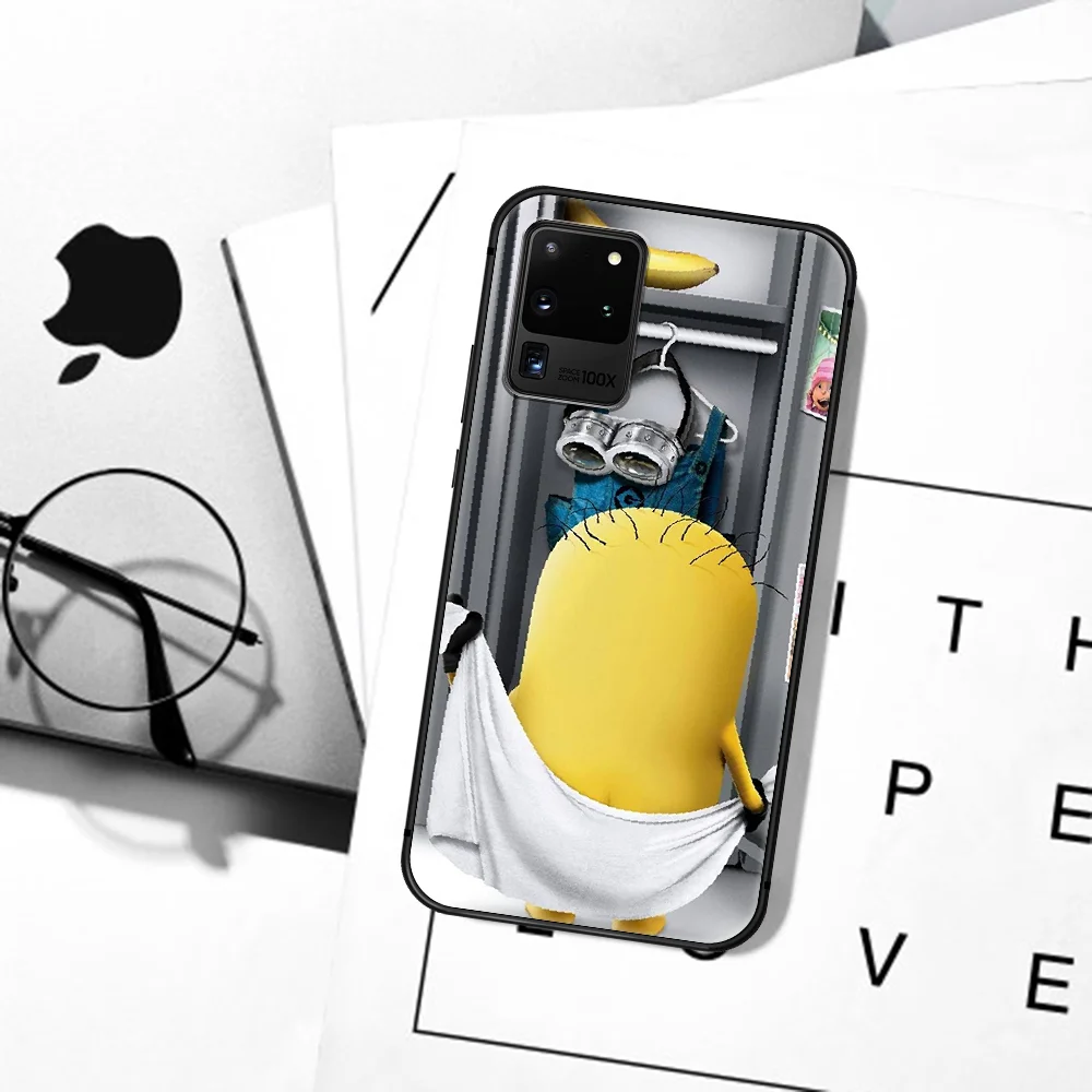

Cute Cartoon Minione Banana Phone Case For Samsung Galaxy S 6 7 8 9 10 E 20 UITRA FE 21 Edge Note 8 9 10 Plus black Back Soft