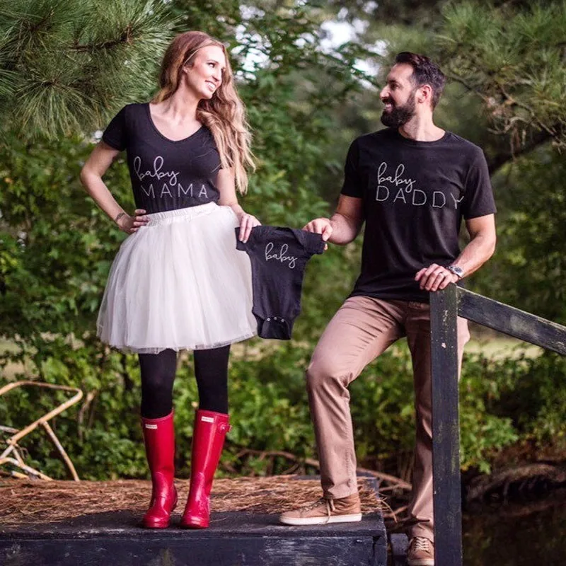 Одежда для беременных летняя футболка с надписью большого размера мамы и папы