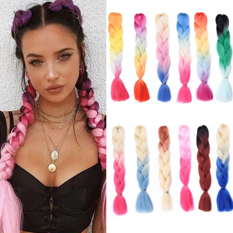 24 &quotсинтетические волосы косички Омбре Джамбо наращивание волос для вязания