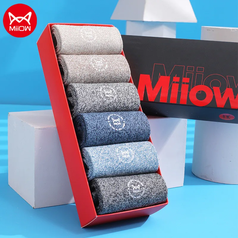 

Носки MiiOW мужские из чесаного чистого хлопка, Утепленные зимние теплые для впитывания влаги, 5 пар