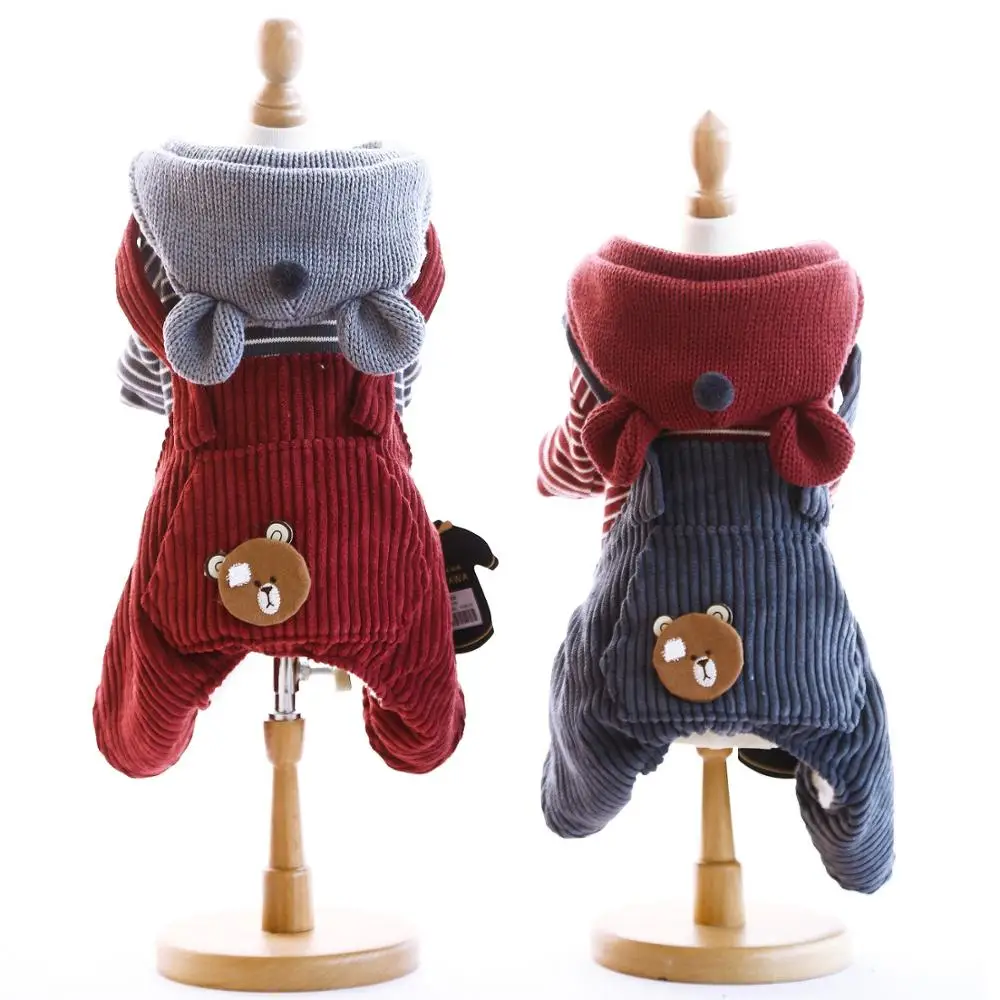 2019 Новый комбинезон с капюшоном для собак осенне зимняя одежда домашних животных