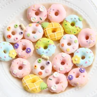 10pcs cream resin donut accessories pendant diy mobile phone decoration accessories donut party supplies crafts childrens gifts