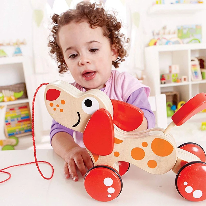 Wooden Pull Toy Car Child Toddler Cartoon Puppy Hauling | Игрушки и хобби