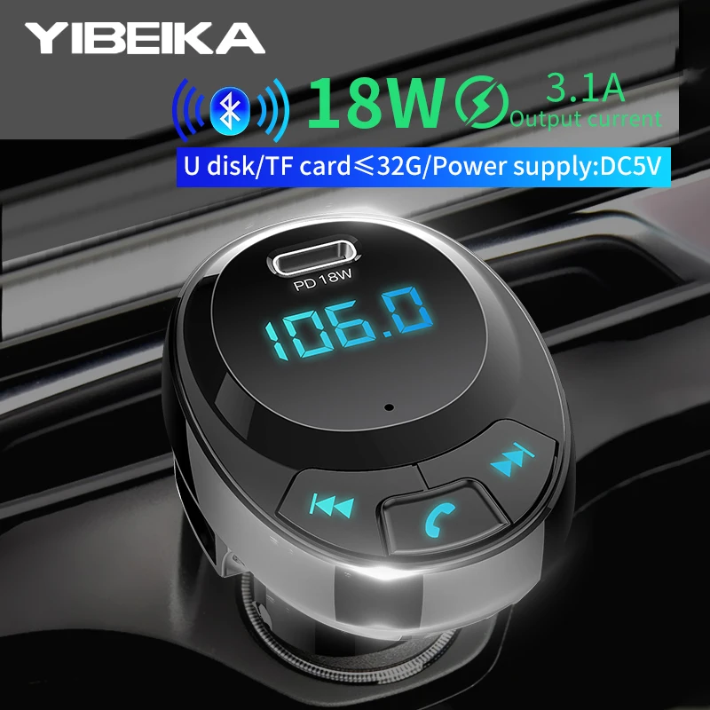 YIBEIKA автомобильное зарядное устройство с fm-передатчиком Bluetooth приемник 3.1A
