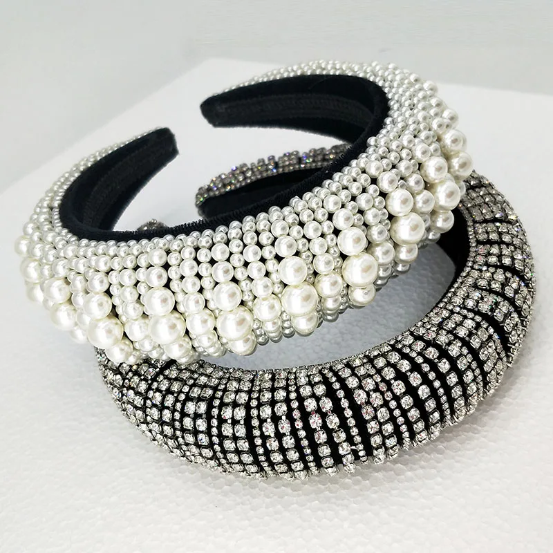 Обруч для волос с жемчугом Женский модная повязка ручной работы металлическими