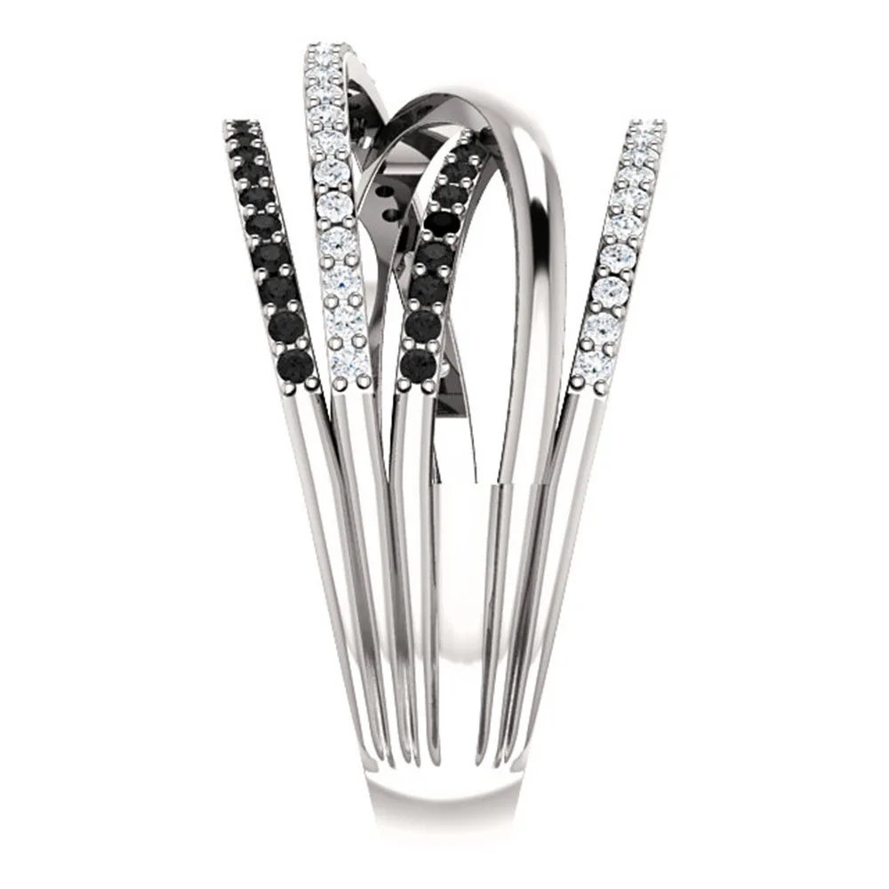 Seanlov Топ Новинка антикварные белые черные циркониевые геометрические кольца для