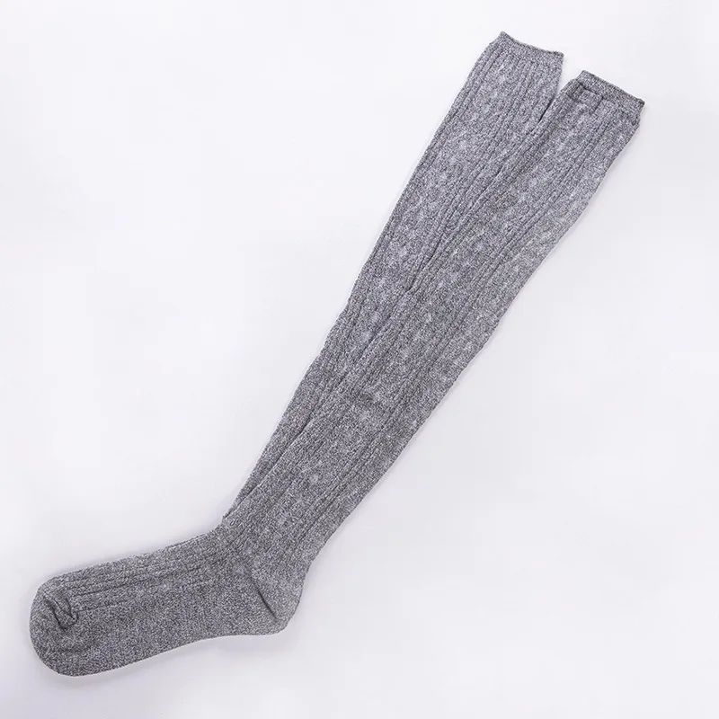 Женские зимние хлопковые плотные вязаные чулки выше колена шерстяные теплые до